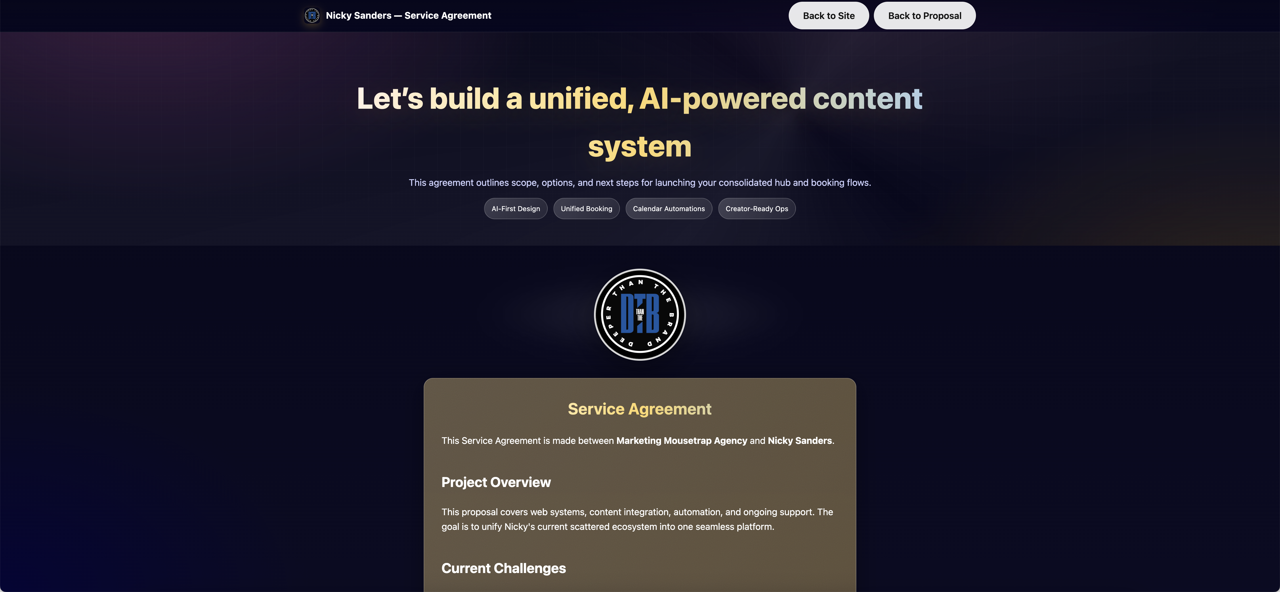 Nicky Saunders — Service Agreement Demo